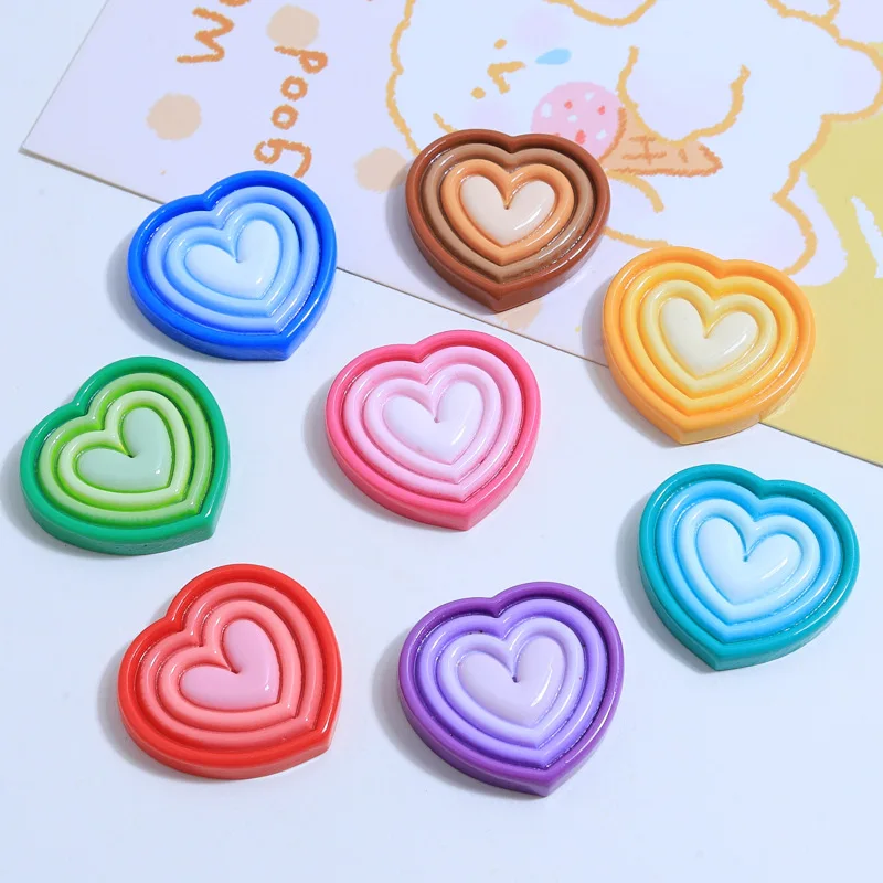 10Pcs Candy Color love Heart  Resin DIY Ear stud  Shoes Hat Icebox Barrette Mobile Phone Case Scrapbook Flat Back Patch