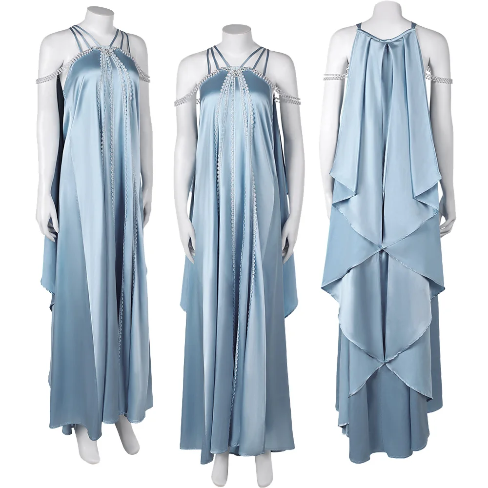 Adult Padme Cosplay Amidala Blue Dress Movie Space Battle Roleplay Costume Outfits Women Halloween Carnival Party Fantasia Suit