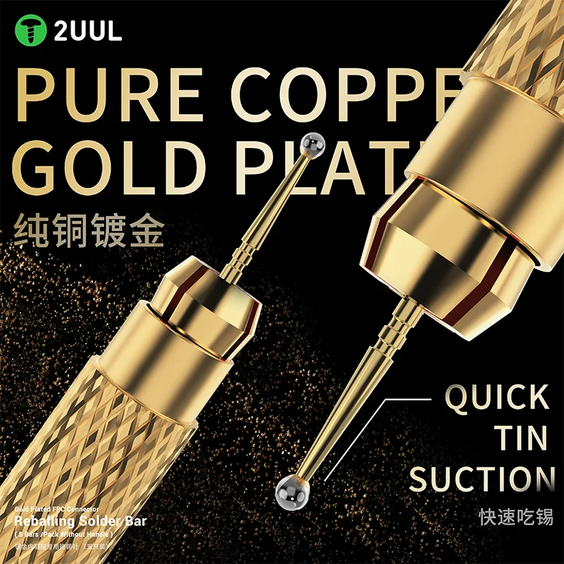 

2UUL SC96 Gold Plated Solder Bar (5 Bars) - FPC Connector Reballing, No-Handle, Lead-Free for PCB Repair & BGA Rework