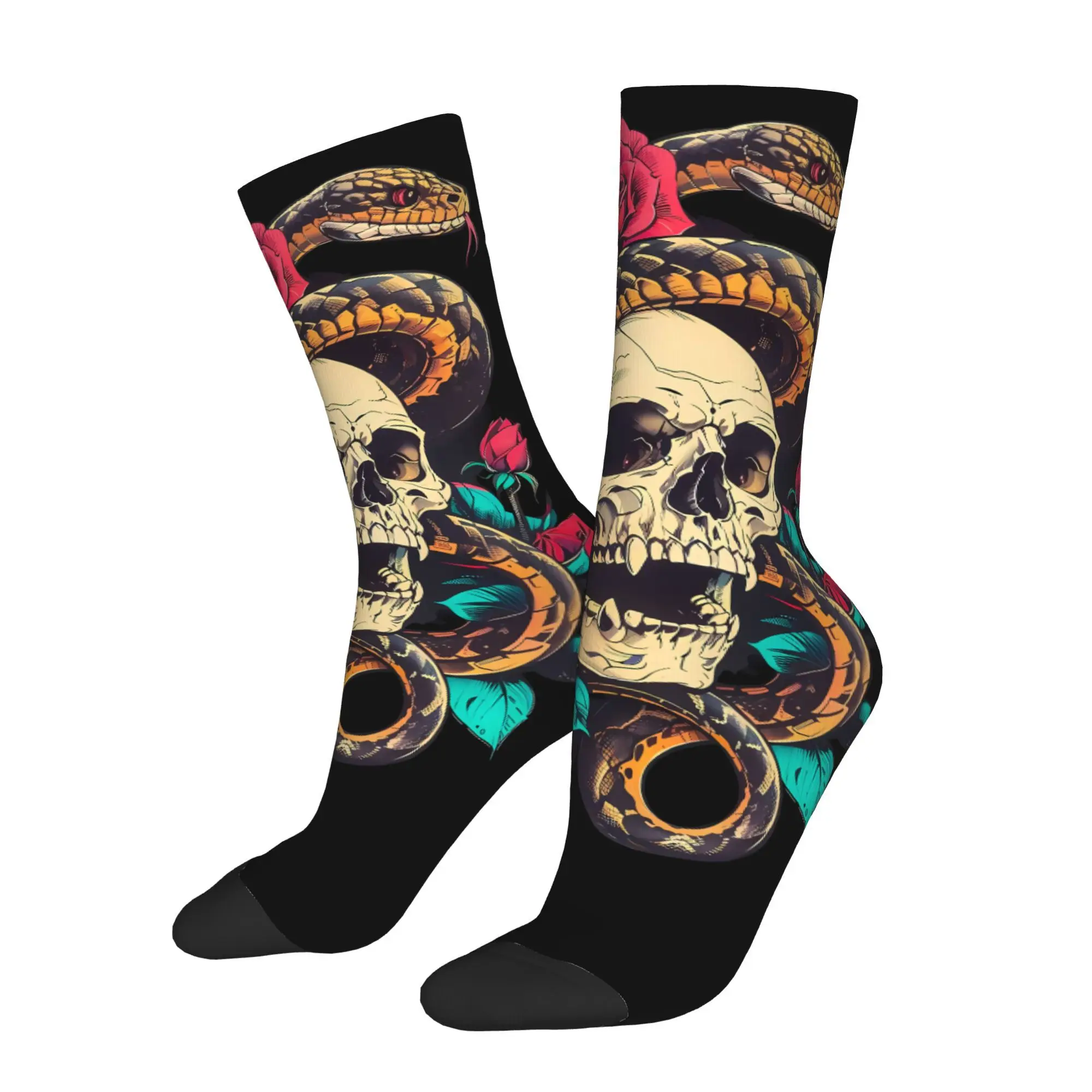 

Retro Snake Skull Sock Printed Man Polyester