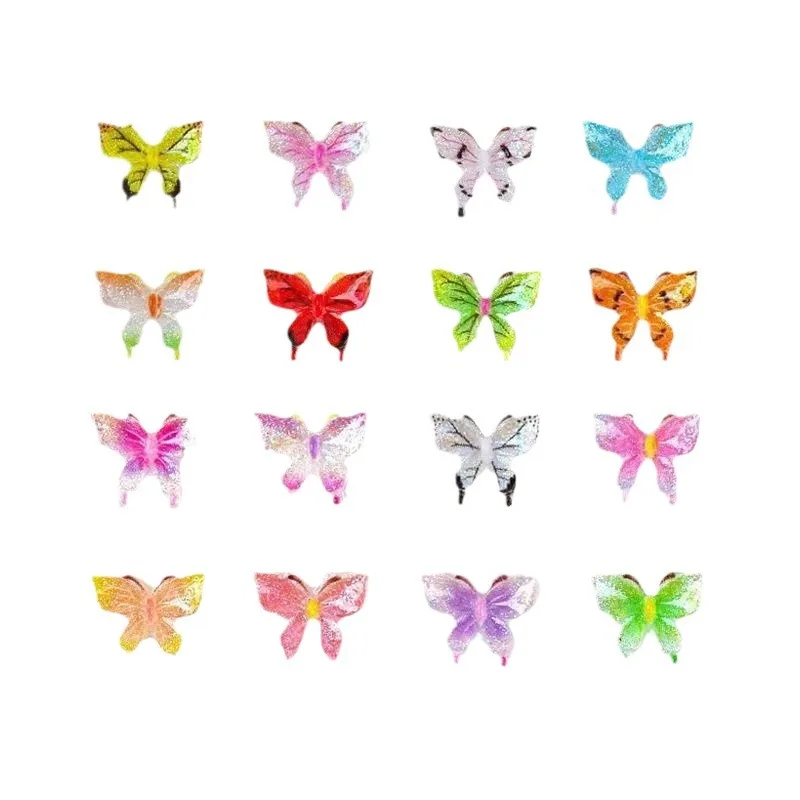 30PCS Mixed Colors noctilucent 3D Acrylic Butterfly Nail Art Charms Accessories For Manicure Decor Naild Decorations Supplies