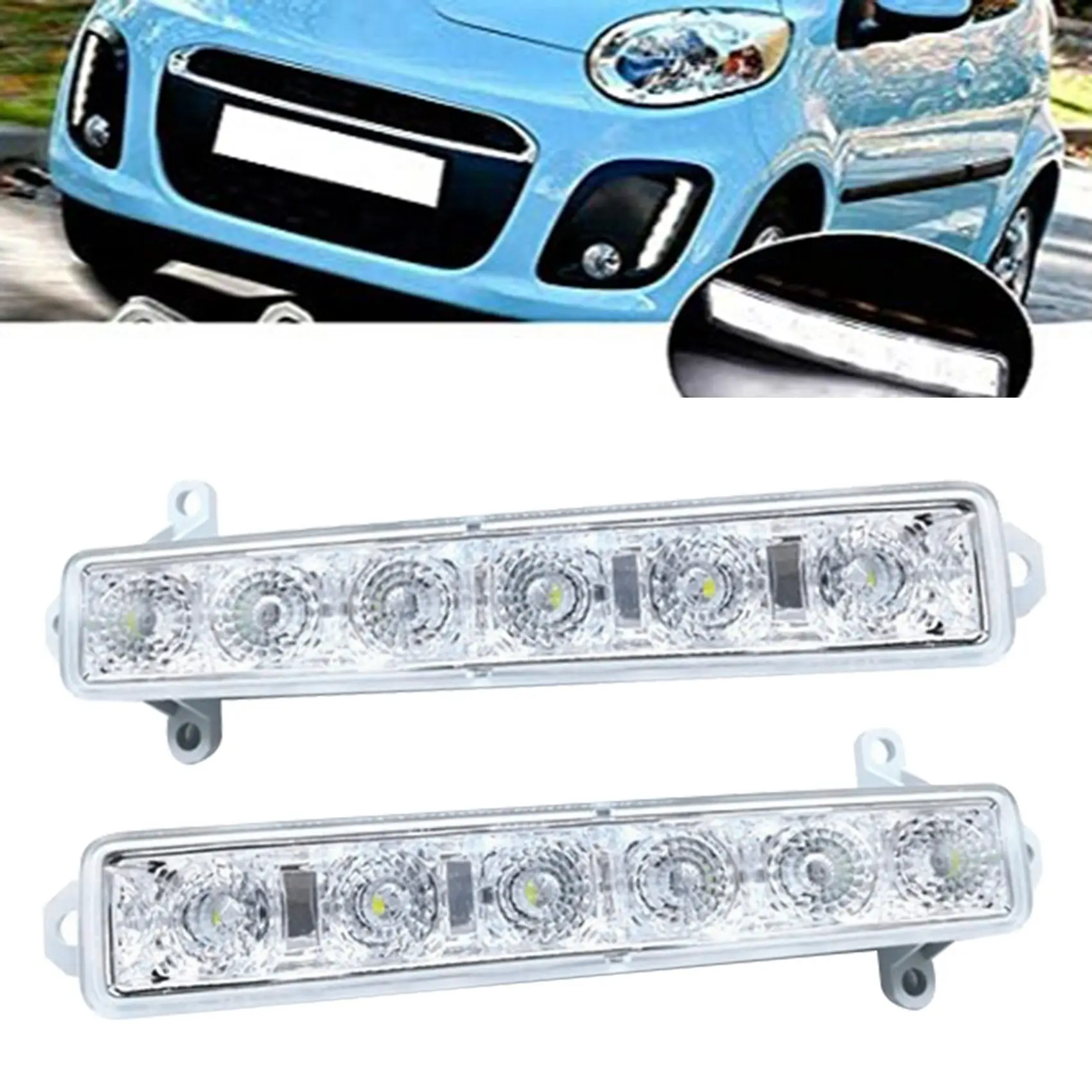 Car 6LED Daytime Running Light DRL Lamp Clear Lens 9677409380 9802795580 PG2044330 for Citroen C1 06-17 Citroen C3