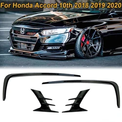 4PCS For Honda Accord 10th 2018 2019 2020 Front Bumper Splitter Canards Fog Light Frame Decoratione Cover Trim Car Accessories