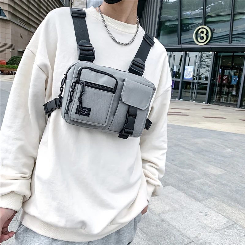 VC Casual Outdoors Function Vest Bags for Men Trend Hip Hop Streetwear Men\'s Tactical Chest Bags Cool Streetwear Boy Chest Bag