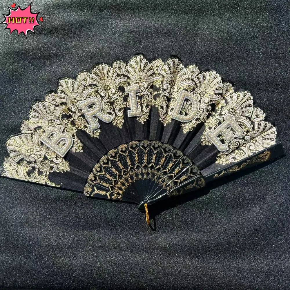 

Elegant Vintage Hand Fan Multicolor Lace Wedding Party Bride Fan Chinese style Hanfu Accessories Photography Prop