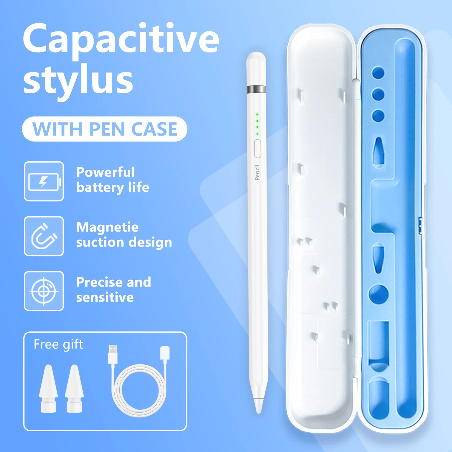 

Stylus Pen for iPad Pro/Air/Mini/10th Gen 2018-2026, Palm Rejection Technology, Magnetic Side, Fast Charging Long Battery Life