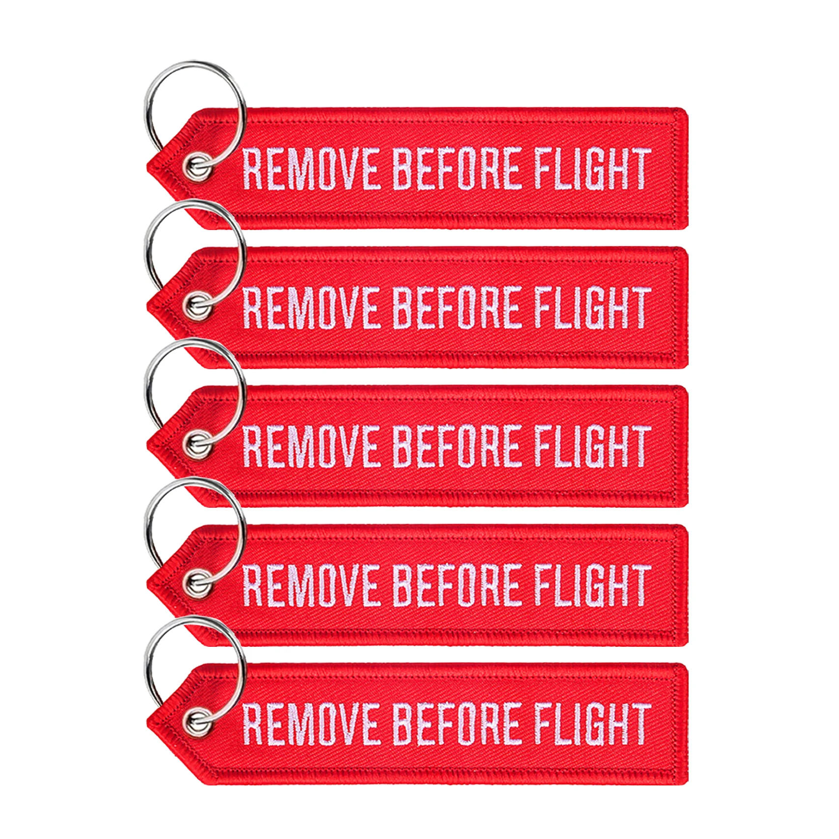 5Pcs Red Embroidery Key Chain Remove Before Flight Keychain for Men Aviation Gifts Luggage Tag Label Fashion Keychains