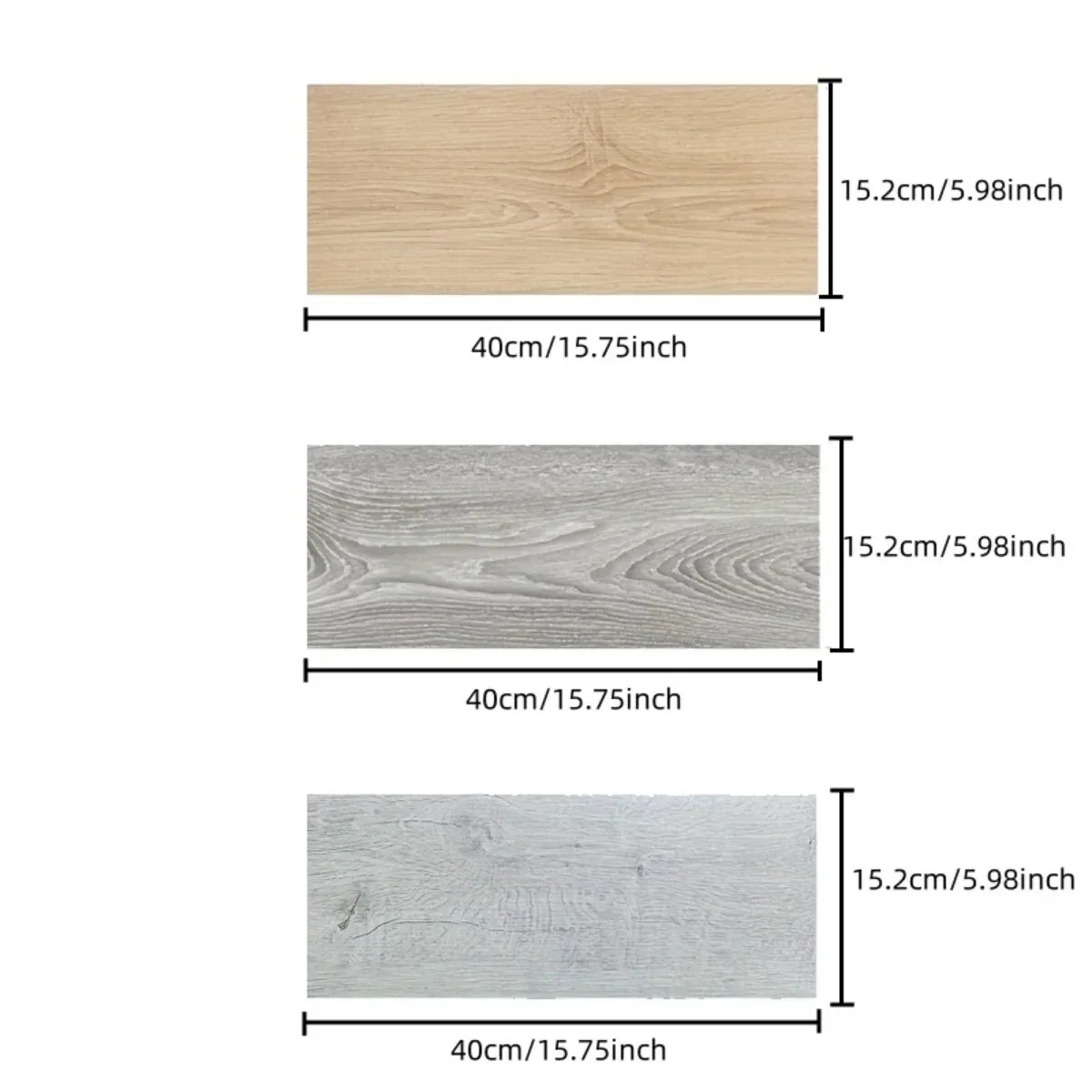 10pcs 15.2x40cm Vintage Wood Grain Self-Adhesive Floor Stickers - Waterproof, Non-Slip, Peel & Stick Resin Wall Stickers