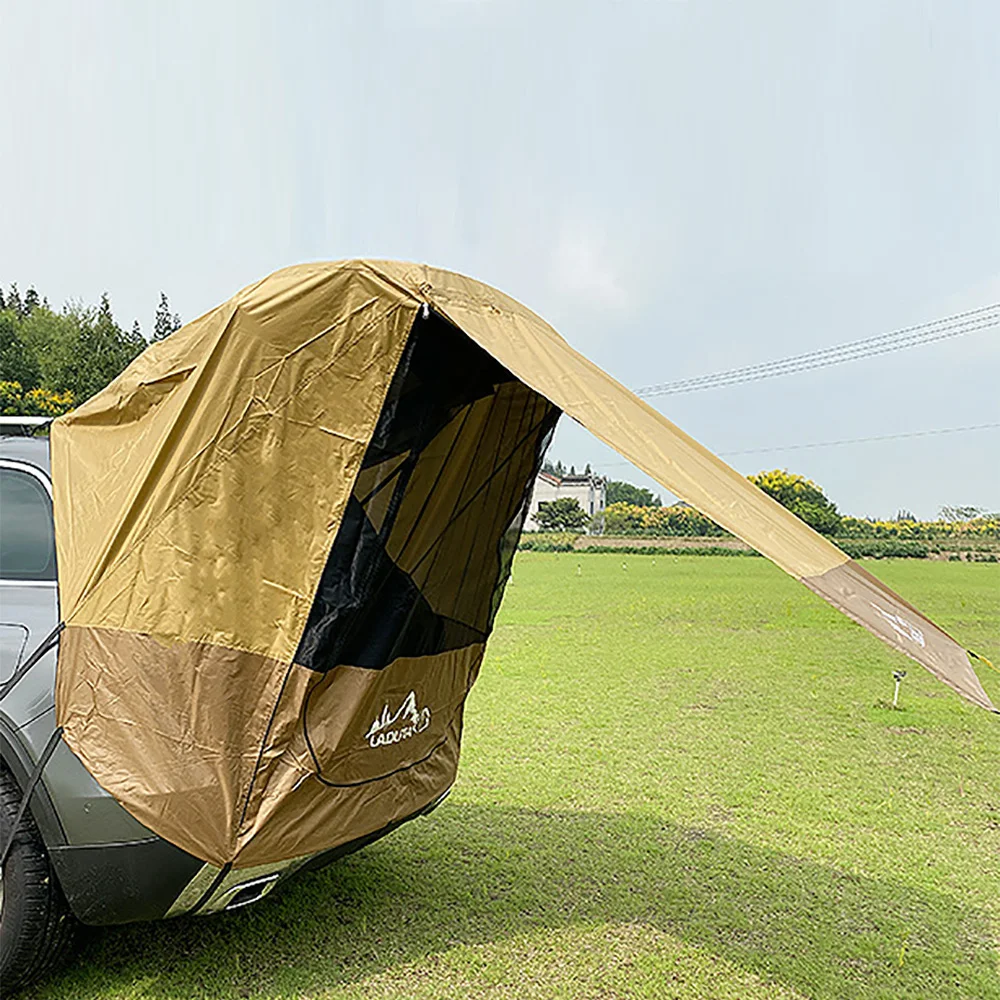 Portable Camping Car Trunk Tent SUV Awning Shelter Rear Sunshade Canopy Brown, Rainproof Car Tailgate Tent 130x100x160cm