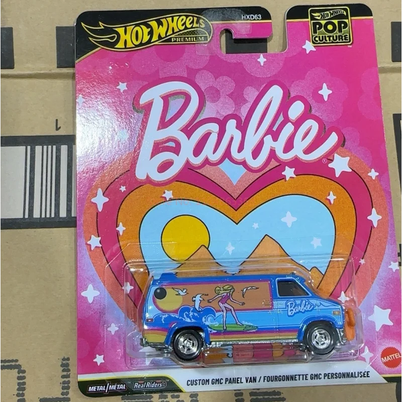 

Hot Wheels в наличии: Коллекционная модель автомобиля из серии Pop Culture, литая под давлением, HXD63, кастомный фургон GMC Barbie, Real Riders, коллекционная игрушка, подарок