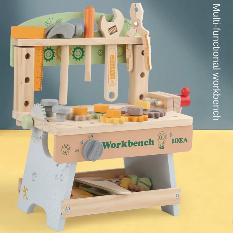 LazyChild Wooden Disassembly Nut Combination Simulated Repair Workbench Parent Child Interactive Early Education Educational Toy