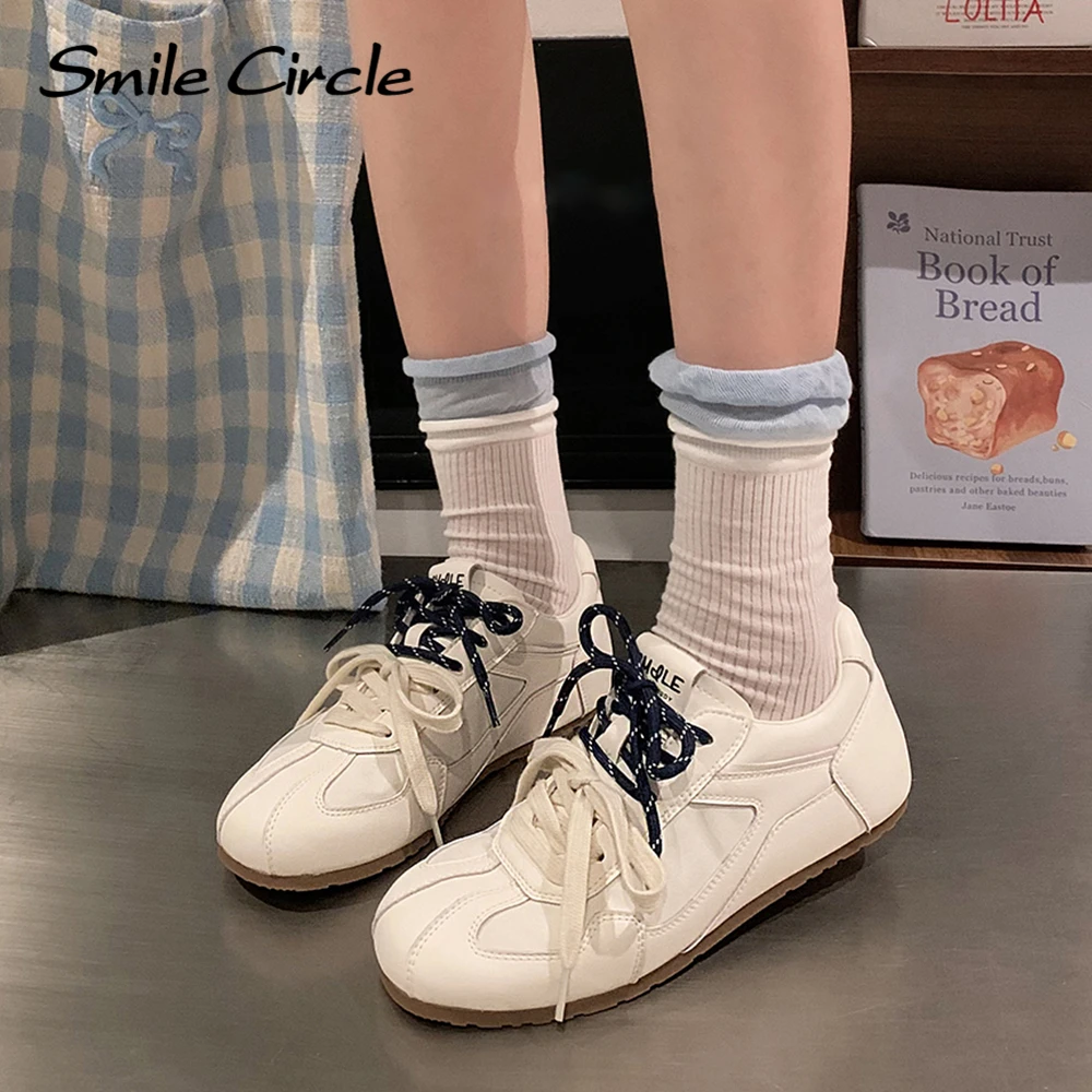 Smile Circle Sneakers Women Suede Leather Genuine Leather Derby Shoes Fashion Casual Sneakers