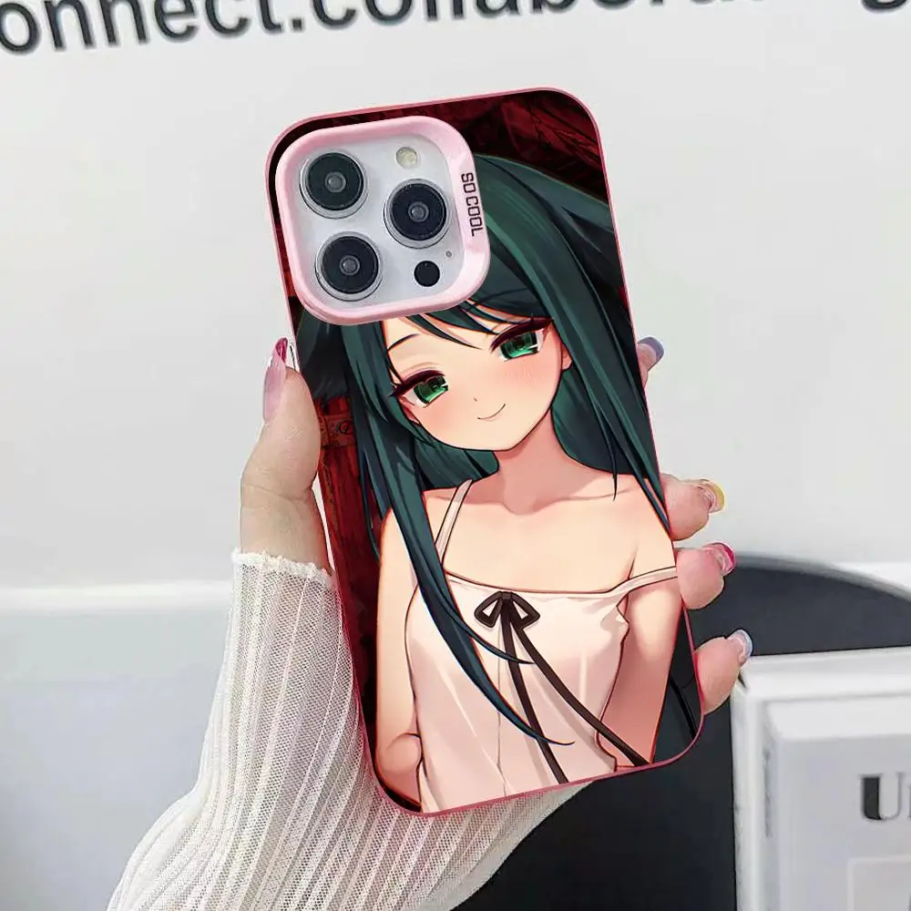 Saya no Uta حافظة هاتف محمول لهاتف آيفون 17 16 15 14 13 12 11 X XR XS 8 7 Air Pro Max Plus غطاء غطاء ملون وردي شفاف