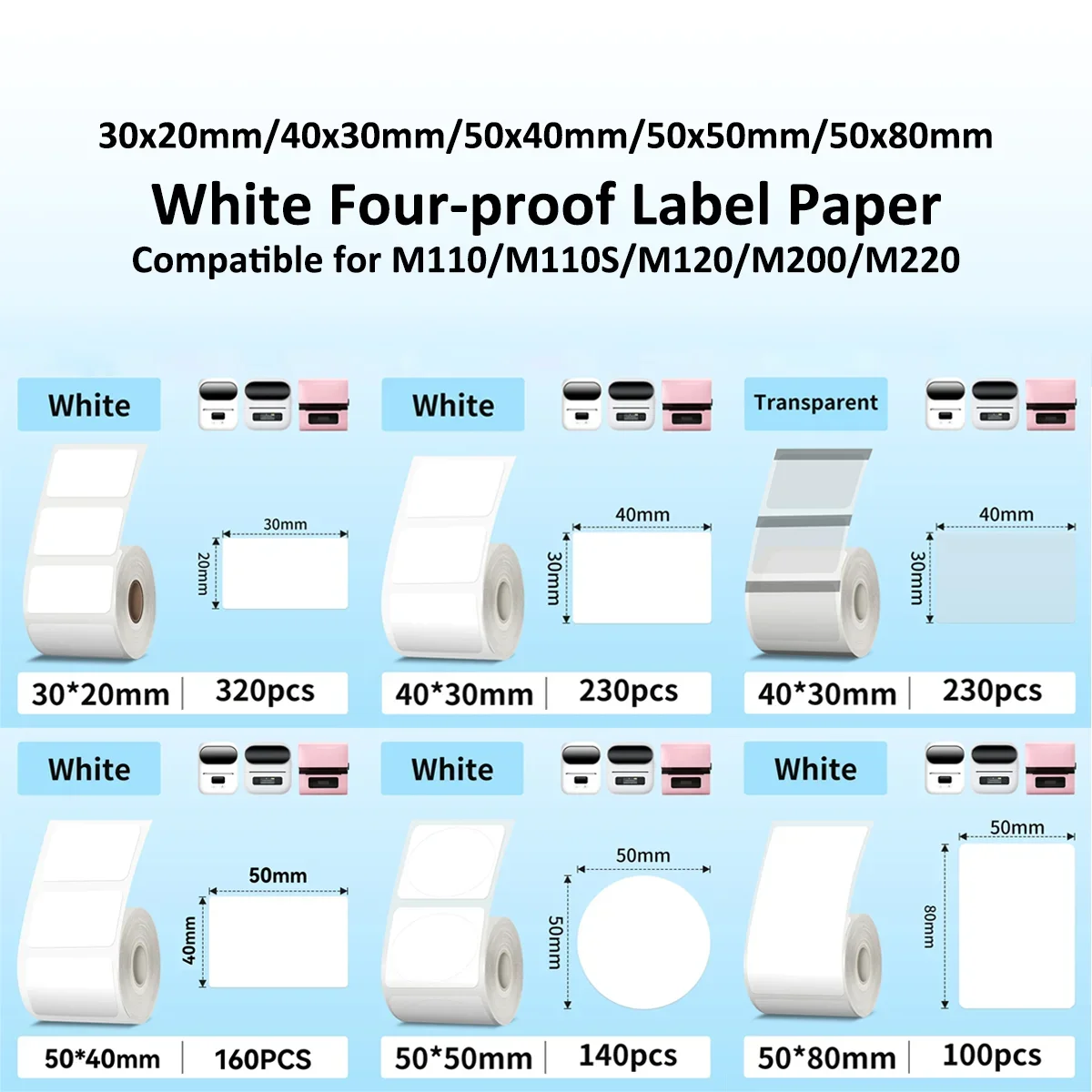 Thermal Sticker paper Thermal paper Label Maker Paper Label for Small Business Multi-Purpose for M110 M221 M200 M220 Printer