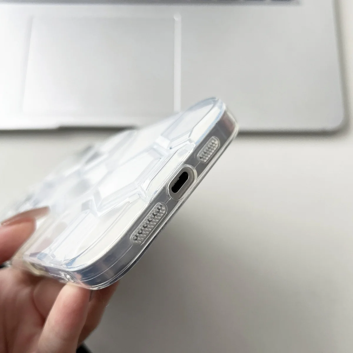 Wabenförmige geometrische Fußball-Muster-Handyhülle für iPhone 16, 15, 14, 13, 12, 11 Pro X XR XS Max 7 8 Plus SE, klare, stoßfeste Abdeckung