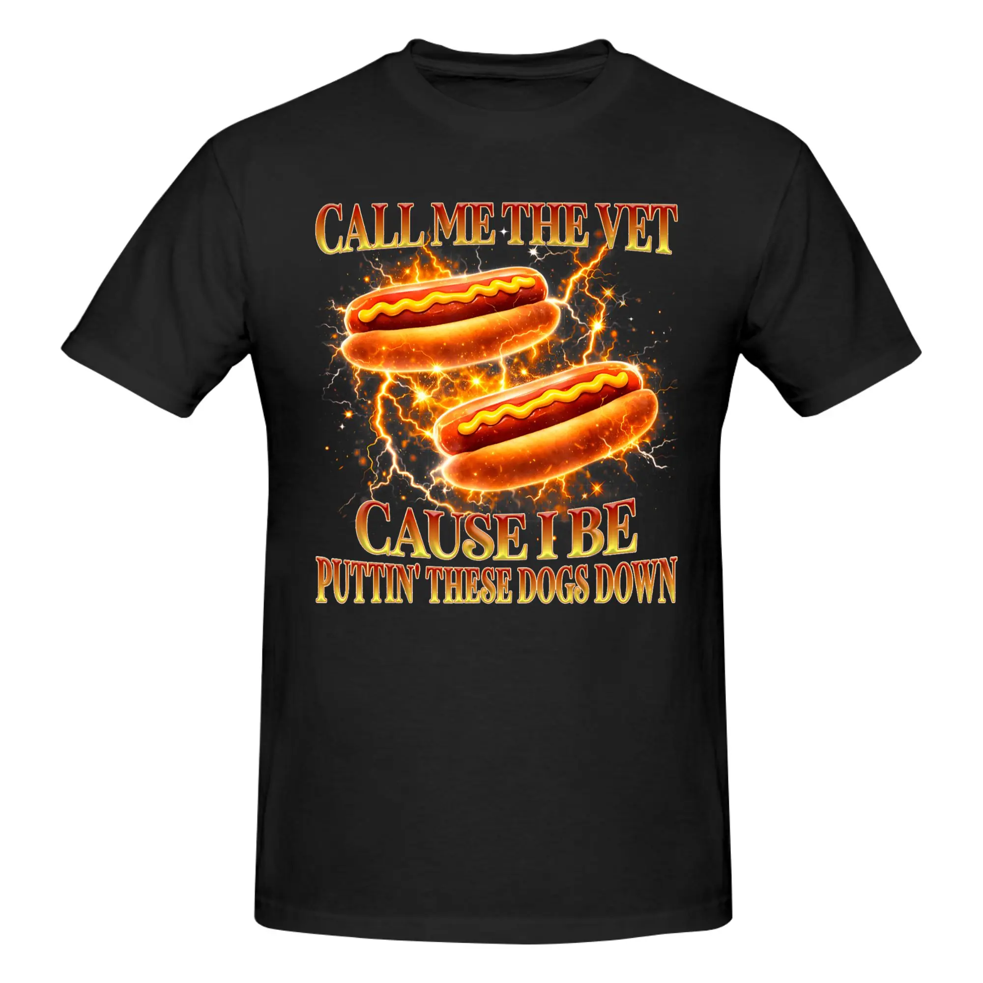 1 Piece Hot Dog Funny 100% Cotton T-Shirt Call Me The Vet PUTTIN' Dogs Down Tops Tees For Men