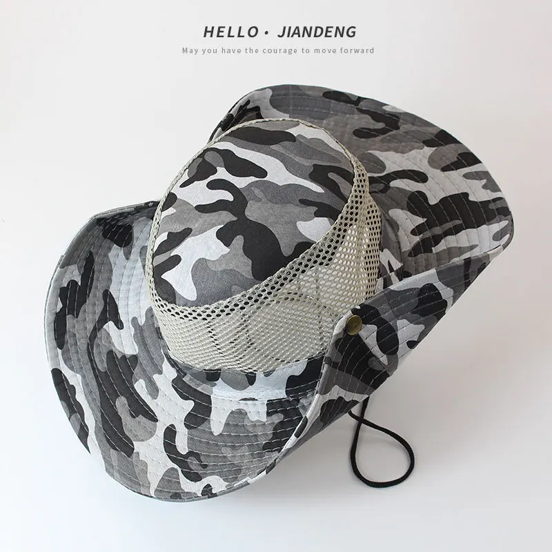 Men Women Summer Camouflage Foldable Sun Fisherman Hat Flanging Wide Brim Big Breathable Mesh Sunscreen Sport Fishing Cap B4