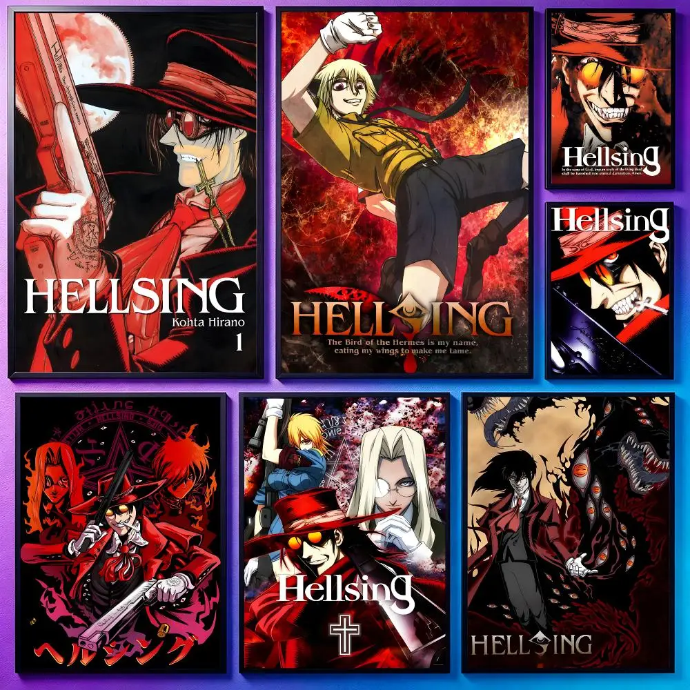 Anime Hellsing UltimateS Poster Poster Sci Fi Cyberpunk HD Self Adhesive Wall Print Futuristic Home Game Room Decor Gift