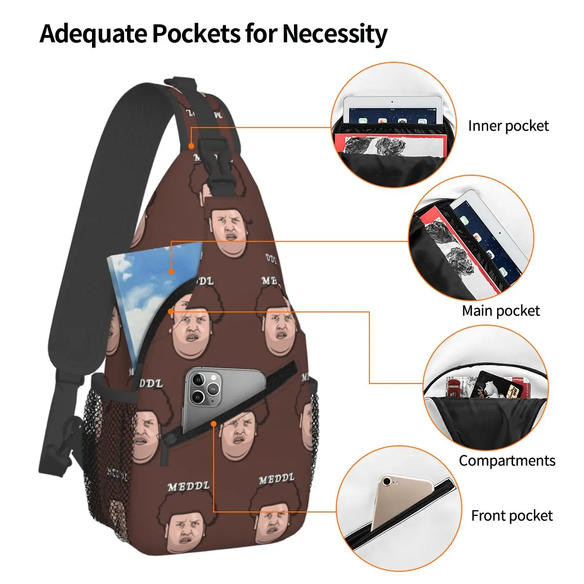 Dragon Lord Rainer Winkler Illustration Oger Mett Chest Bag Men Sling Crossbody Backpack Chest Bag Hiking Daypack Shoulder Bag