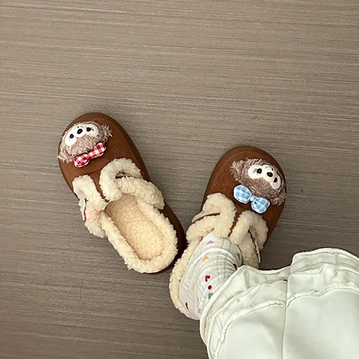 

Cartoon Duffy Cute Cotton Slippers Women's Outerwear Autumn/Winter New Style One Step Slip on Simple Thick Bottom Woolen Drag