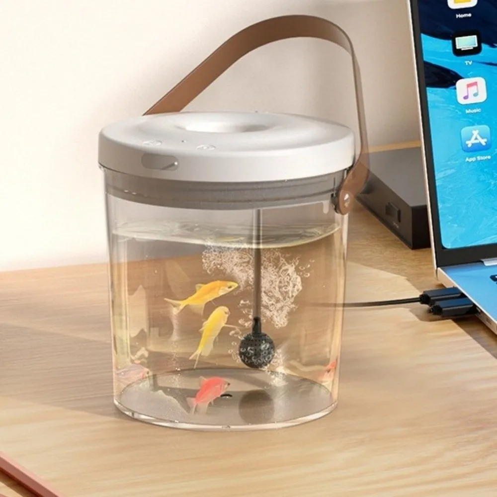 

Portable Oxygen Filled Fish Tank PC Plastic USB Charging Handheld Fish Tank Transparent with Handle Desktop Fish Tank
