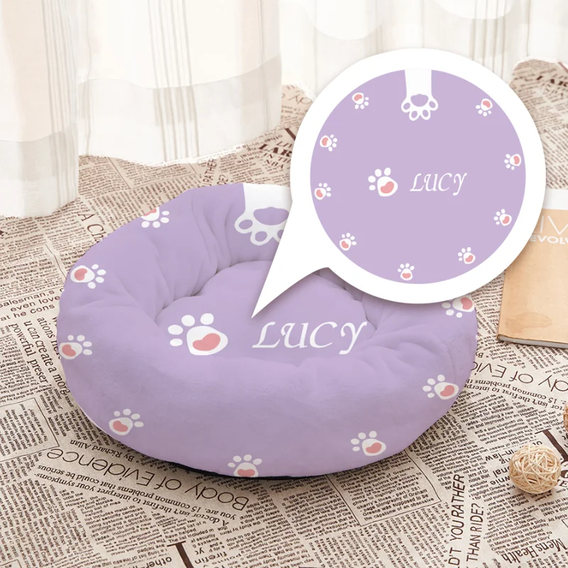 

Round Pet Bed Super soft cat bed Custom Pet Mattress Personalized Custom Fluffy Dog Cat Dog House Flannel Warm Pet Dog House