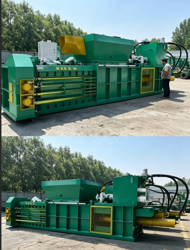 Scrap Metal Recycling Horizontal Baler Hydraulic High Output Scrap Cardboard Plastic Baling Press Packaging System
