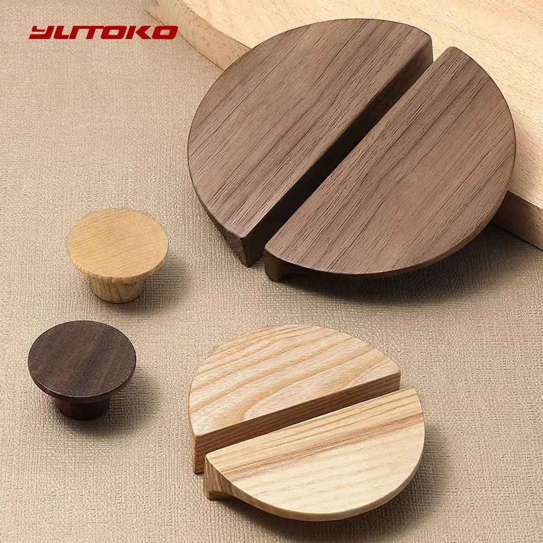 Wood Door Handle Nordic Semicircle Wooden Cabinet Handles Drawer Knobs Wardrobes Handle Hardware Child Closet Handle Knobs