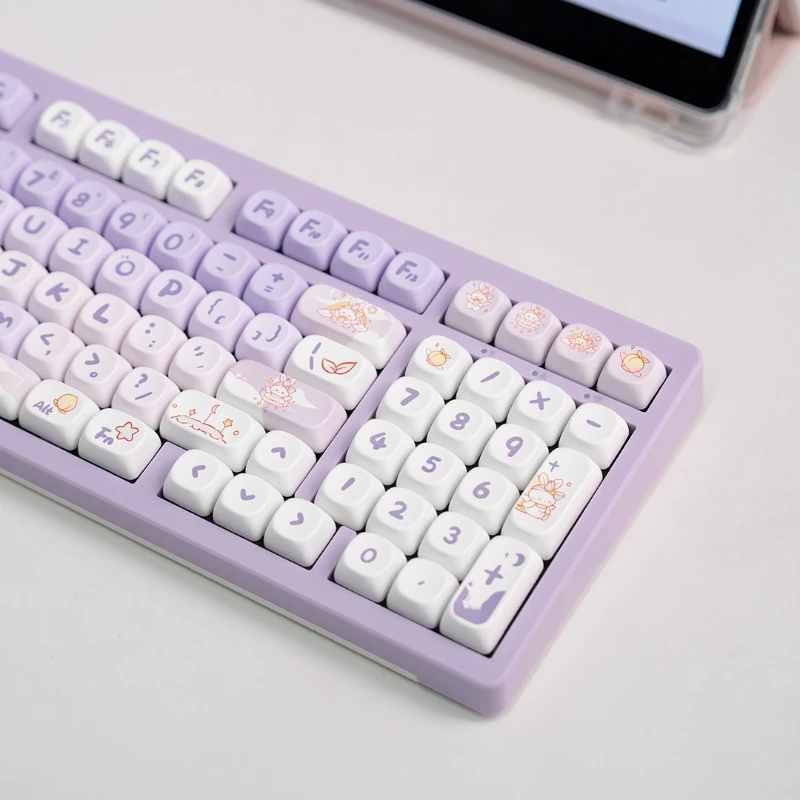 Imagem -03 - Personalizado Coelho Keycap Grupo Gradiente Roxo Processo de Dye-sublimação Pbt 142 Teclas para Teclado Aula F87 F99 Vgns99 Altura Moa