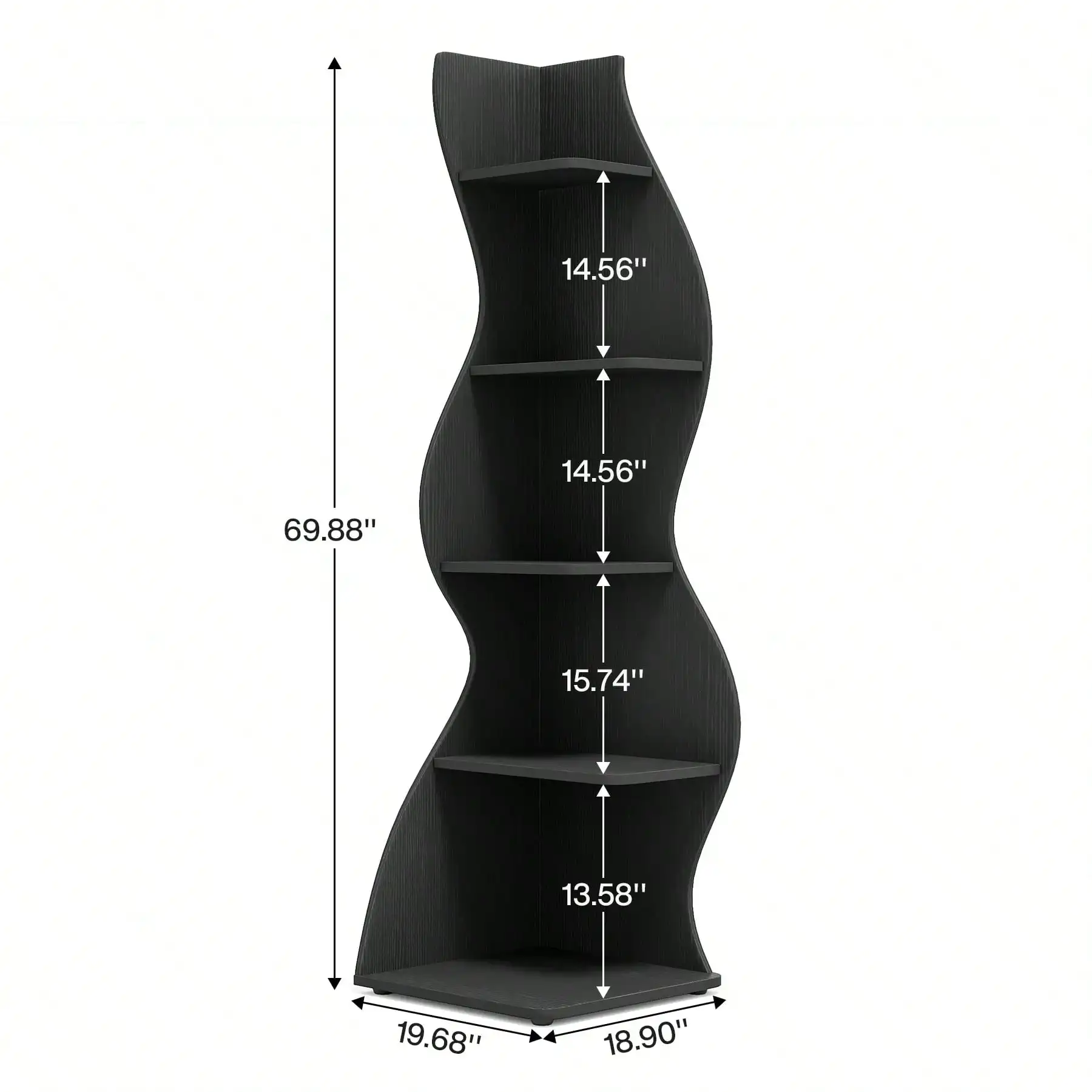 70-Inch Five-Layer Corner Bookshelf, Book Corner, Corner Display Cabinet, Room Decoration Shelf, Bedroom Decoration Shelf, Suitable For Living Room, Study And Bedroom, Easy To Install, Indoor Plant Stand, Modern And Simple Style