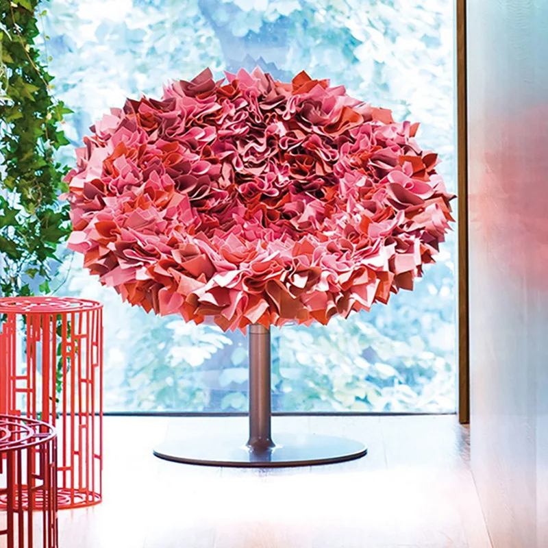 Custom High-End Modern Design Single Pink Swivel Petal Leisure Lounge Chair Rotating Flower for Hotel Dining Villas Home Use