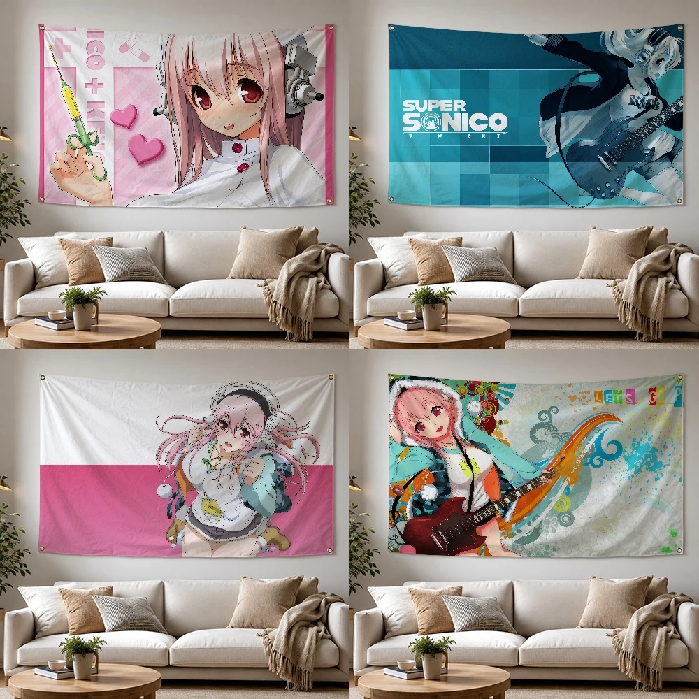 Anime Super S-Sonico Outdoor Flag For Home Camping Party Club Decor Garden Yard Wall Hanging Banner