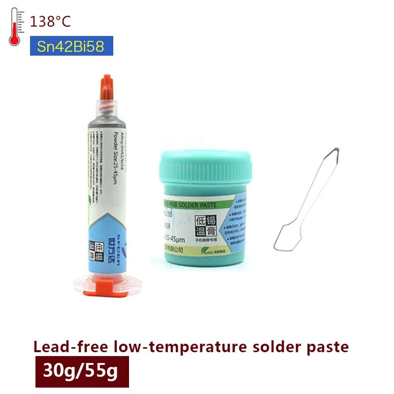 Lead-free Low Temperature Solder Paste Sn42Bi58 Melting Point 138℃ Patch Repair SMD PCB IC LED Tin Solder Paste Welding