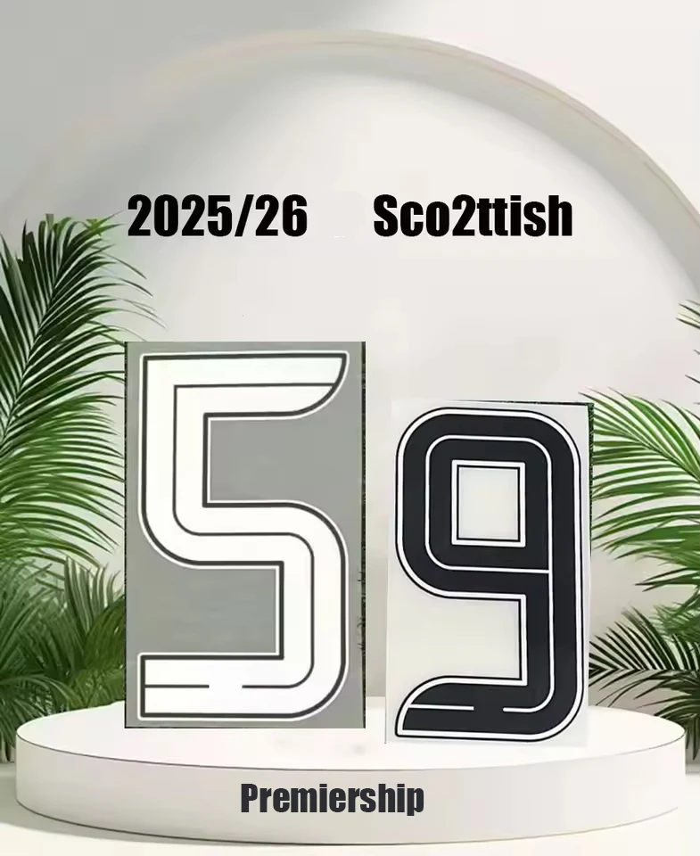 

2025 Sco2ttish Premiership White black Straight name arc name customization Football Name Set Patch AAA quality nameset