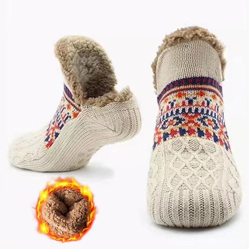 Fall and Winter Floor Socks Home Warm Women Men Snow Socks Sleep Carpet Slippers Sock Men Non-slip Yoga Socks