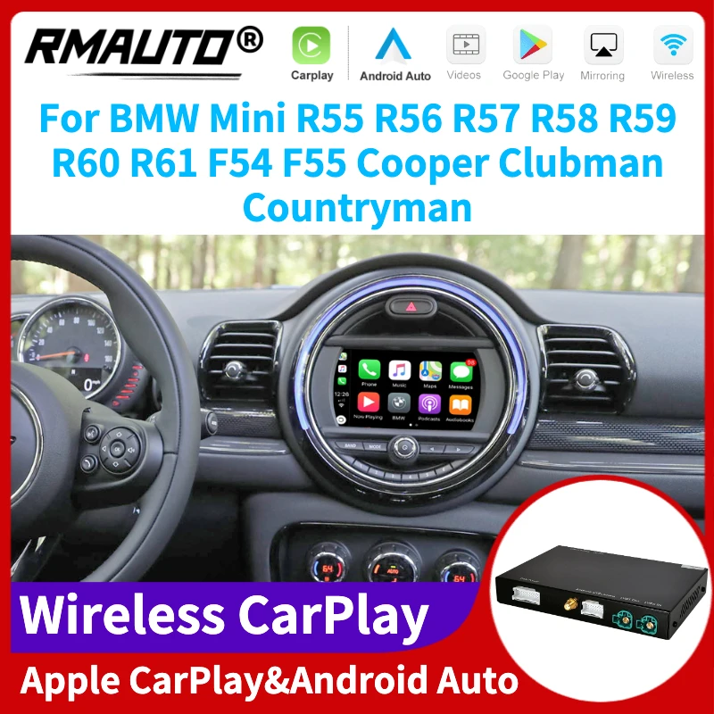 

RMAUTO Wireless Apple CarPlay Android Auto NBT CIC EVO for Mini R55 R56 R57 R58 R59 R60 R61 F54 F55 Cooper Clubman Countryman