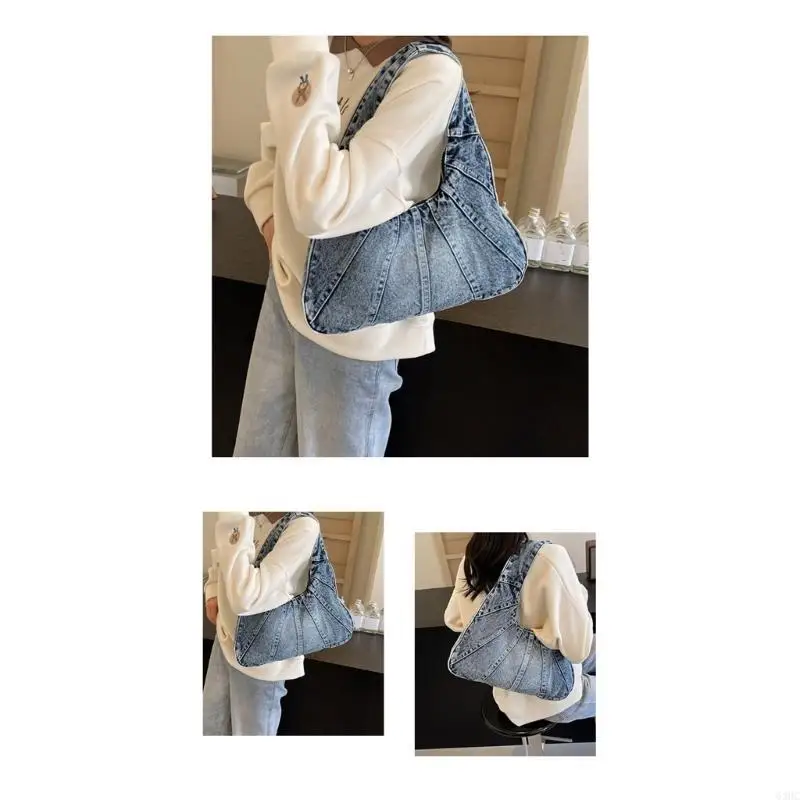 63HC Women Handbag Fashion Underarm Bag Korean Styles Armpit Bag Denims Shoulder Bag Shopping Dating Bag