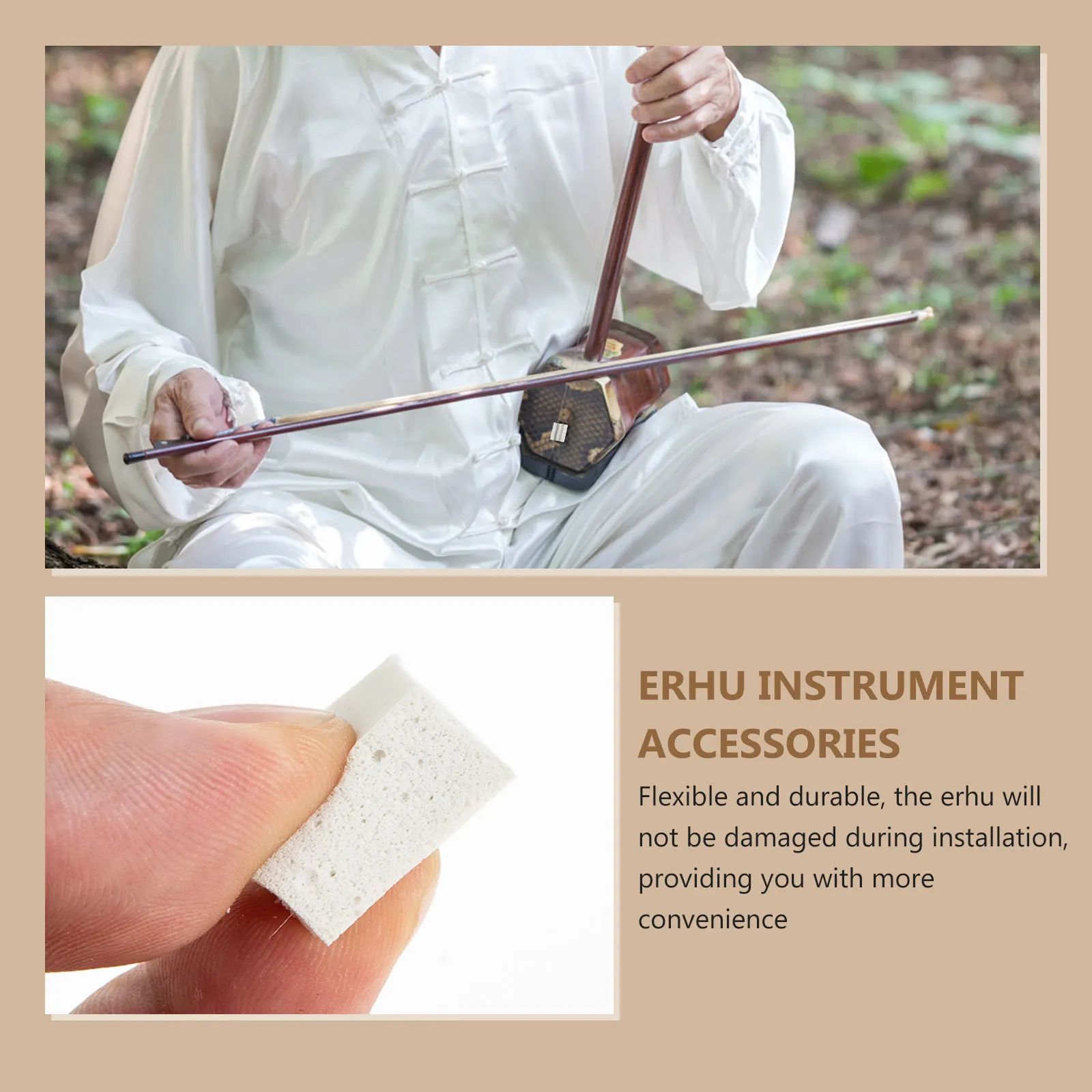 10pcs Erhu Sponge Mute Pads for Silent Practice – Soft, Portable Huqin Volume Reducer Without Tone Loss
