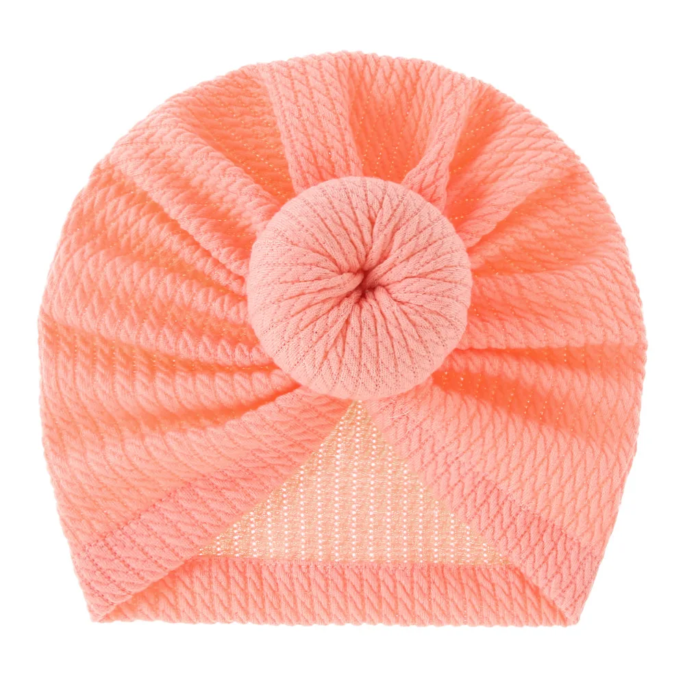 Lovely Doughnut Knitted Baby Hat Cute Solid Color Baby Girls Boys Hat Turban Soft Newborn Infant Cap Knitting Beanies Head Wraps