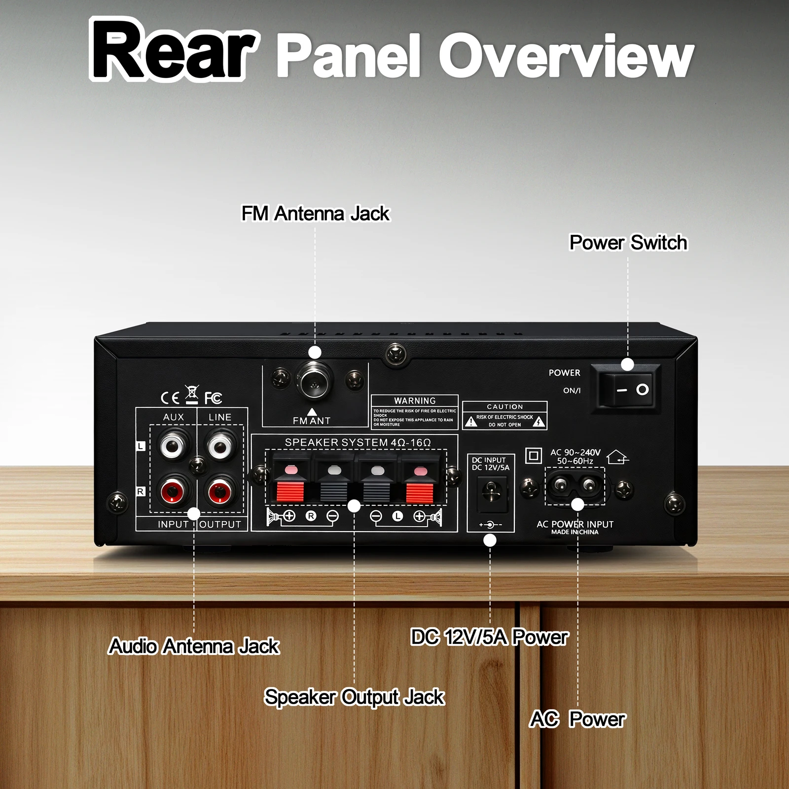 Woopker AK50 HIFI Audio Amplifier MAX 840W RMS 60W*2 Channel 2.0 Bluetooth5.3 Surround Sound Class D Amplifier Suitable for Home