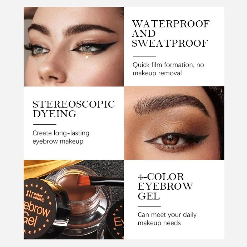 Krem do brwi 3color Wild Eyebrow Cream Matte Brown Black 3D Eyebrow Tint Waterproof Eyebrow Tattoo Makeup Pencil Brow Gel Wax 4g