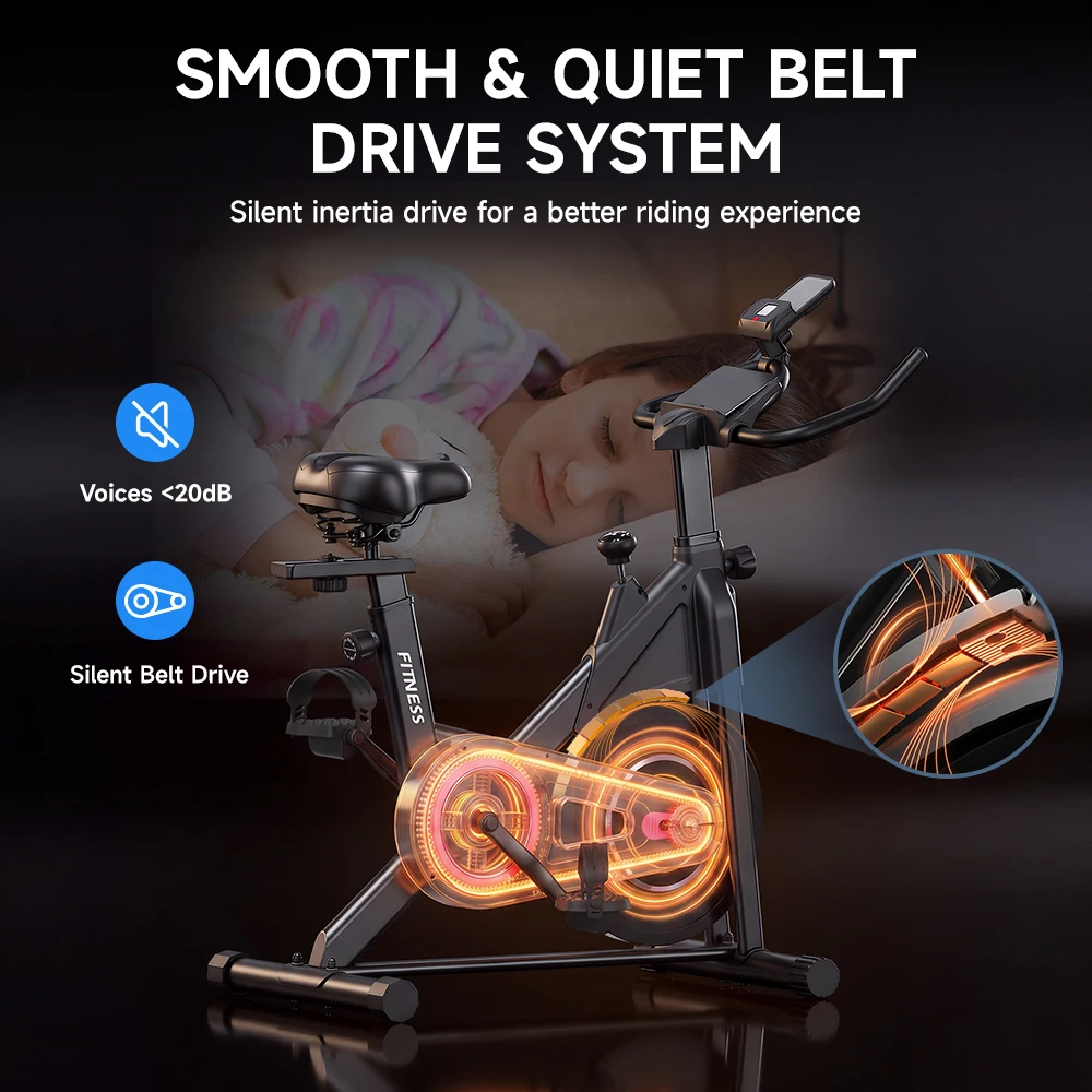 Formill DC001A & DC002A – magnetisches, stationäres Heimtrainer-Fahrrad, Indoor-Cycling-Fahrrad mit 8 kg schwerem Schwungrad, LCD-Monitor, verstellbarer Sitz und Tablet-Halterung für das Training im eigenen Fitnessraum. – Detail 12