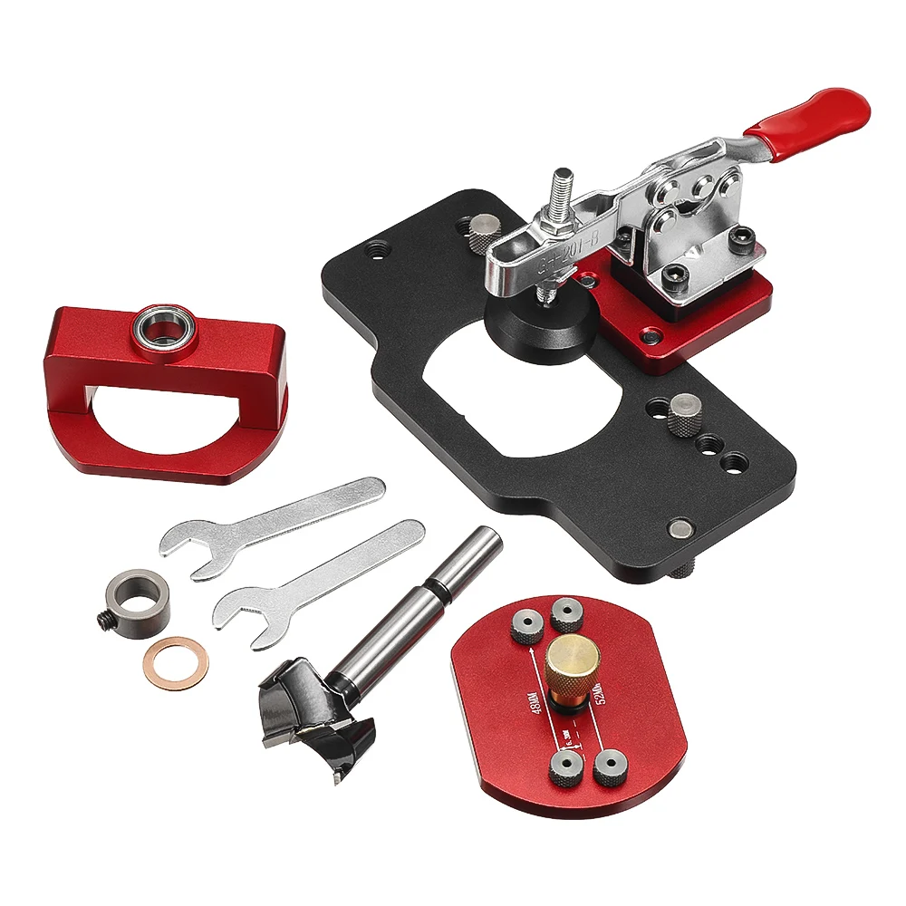 

35mm Woodworking Hole Opener Hinge Opener Door Cabinets Hinge Locator Aluminum Alloy Woodwork Hole Drilling Guide Locator