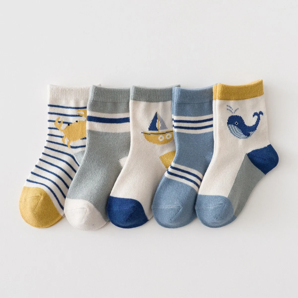 5Pairs Children Short Socks Fashion Stripe Kids Mid Tube Sock Girls Boys Sport Socks Baby Cotton Sock Cotton Breathable Footwear