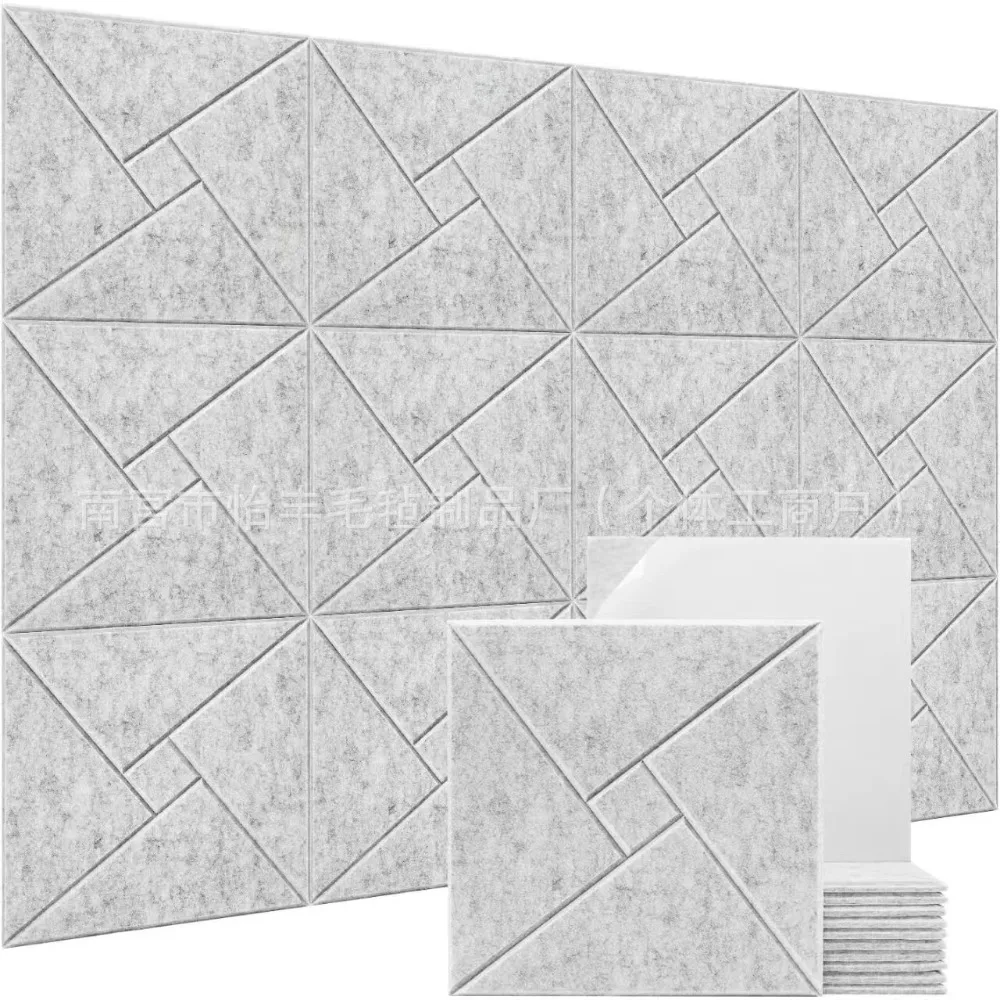 12 Sheets 30*30cm Soundproof Felt Tiles Polyester Creative Wall Display Acoustic Panels for Home Office Multi-Use Space