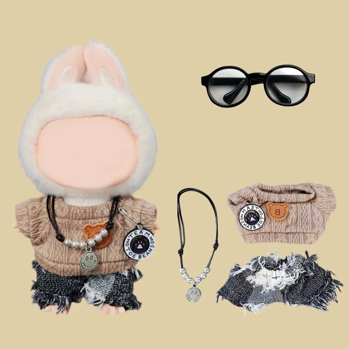 

15cm Clothing For Labubu Blind Box Doll Bjd V1 V2 V3 To Replace Cute Overall Hat Suit Dressing Up Cute Doll Accessory Gift