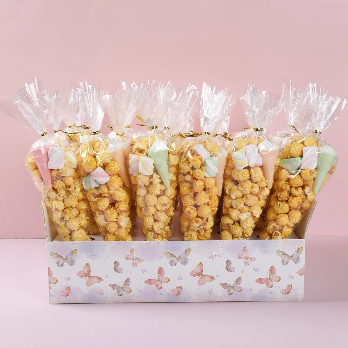 Purple Butterfly Cone Box Popcorn Candy Bag Placement Box Farm Animal Snack Packaging Bag kids Birthday Party Holiday Supplies