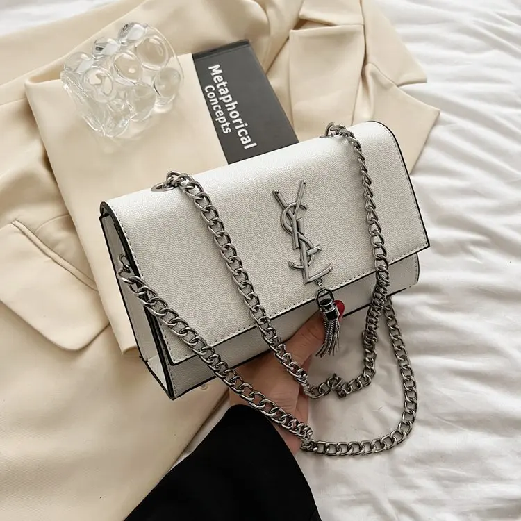 

‌2025 New Women's Fringed Square Bag - High-End Letter Design Chain Shoulder Bag, Fashion Messenger Purse‌