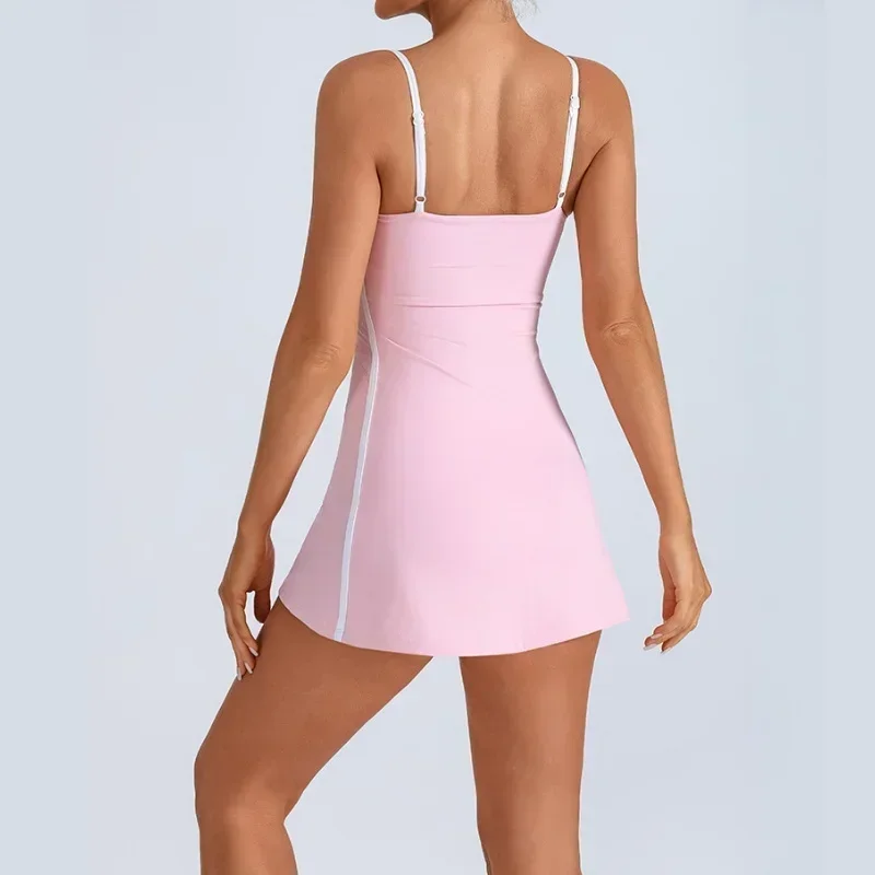 Abito da tennis anti-luce Sport Fitness Alta elasticità traspirante Golf Badminton Abbigliamento da allenamento per esterni in un unico pezzo Tuta da yoga per palestra