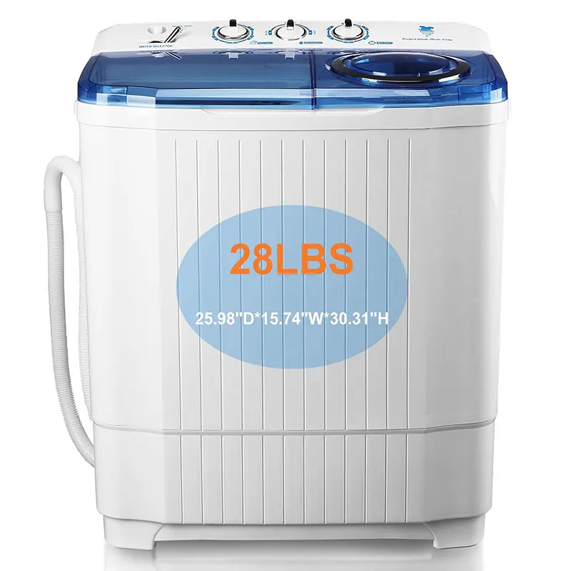 Portable Semi-Automatic Twin Tub Washing Machine - 28Lbs Capacity for Apartments, RVs 18Lbs Washer, 10Lbs Spinner